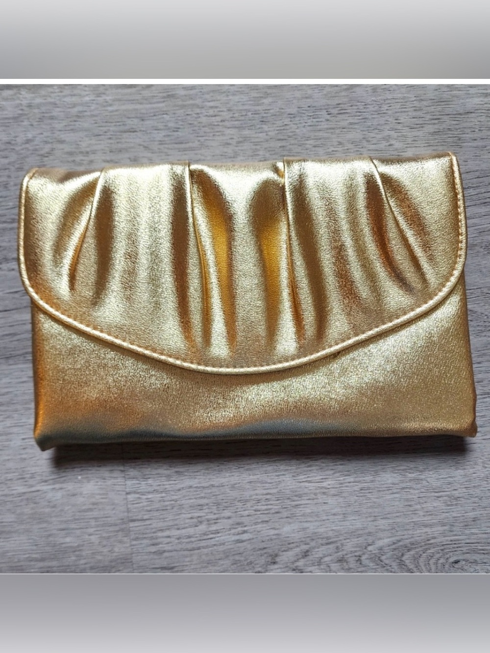 Gold Metallic Evening Clutch Handbag - Picture 1 of 2
